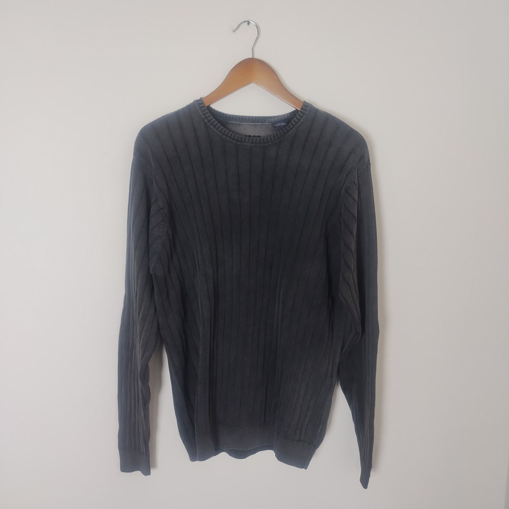 IZOD Jeans Vintage Crewneck Sweater Men's Large Gray Ribbed Knit Grunge 90s